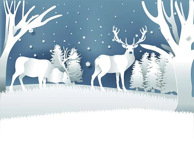 创意剪纸风圣诞节圣诞树圣诞老人麋鹿雪花3D立体海报PSD/AI素材模板【023】